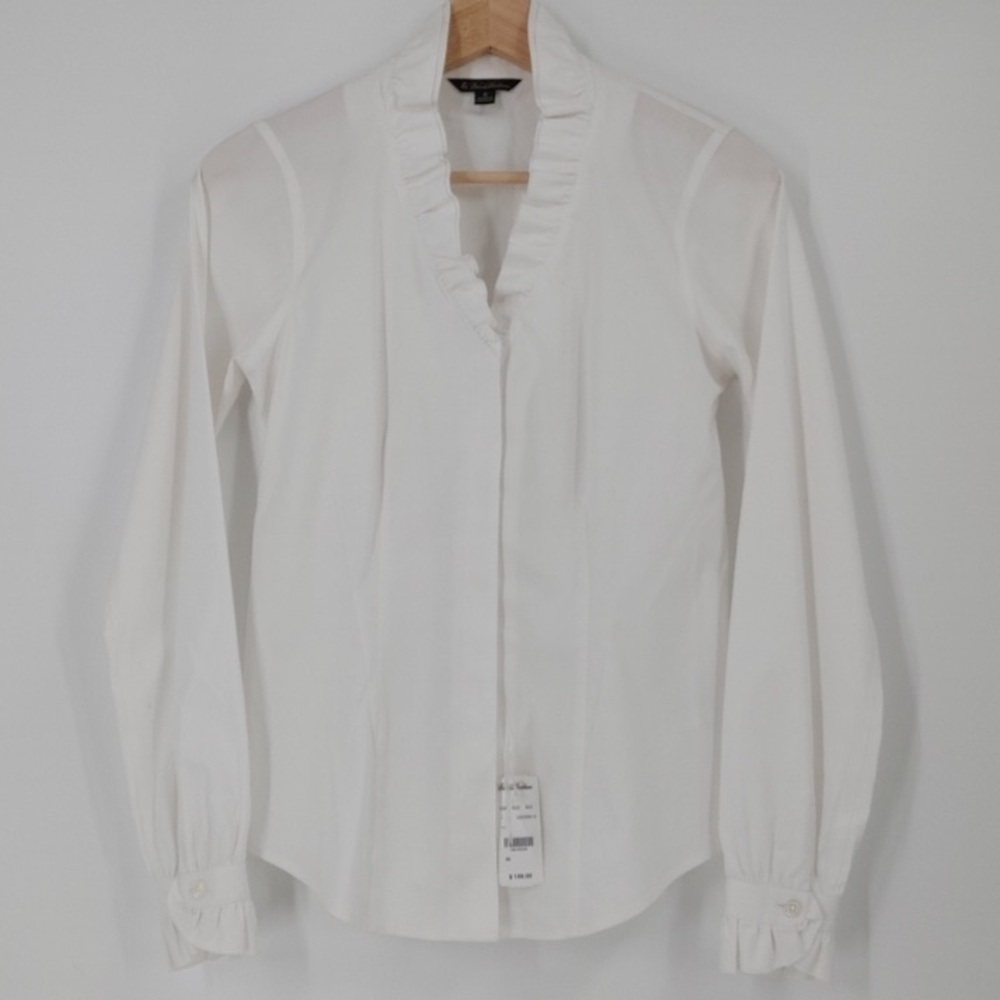 NWT Brooks Brothers Non-Iron Ruffle Collar Dress Shirt - White